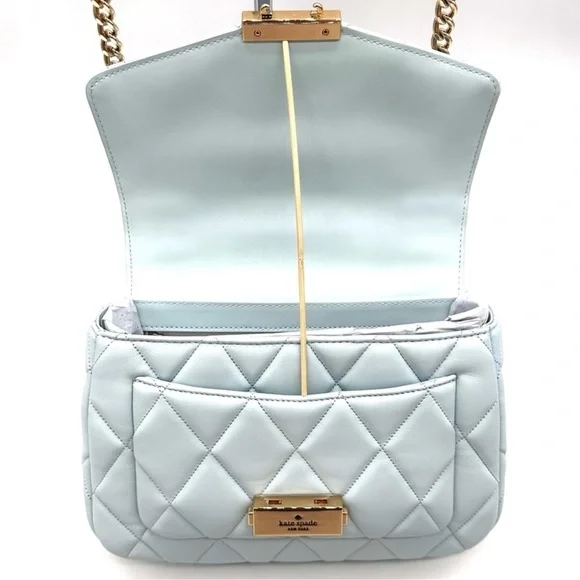 Kate Spade Carey Small Quilted Flap Shoulder Crossbody Bag Dewy Blue (NWT) - Picture 8 of 10